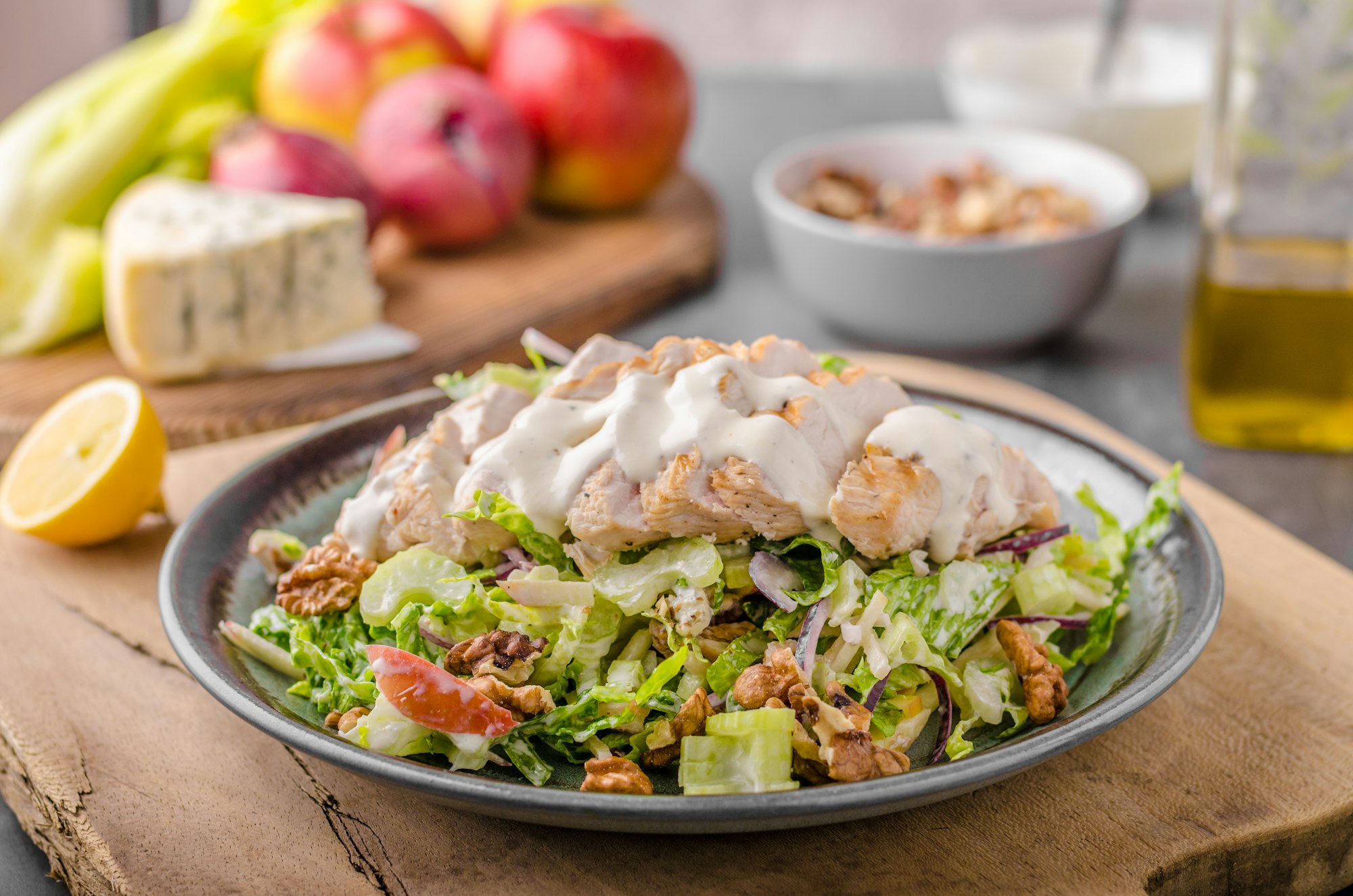 Waldorf salad with grilled chicken